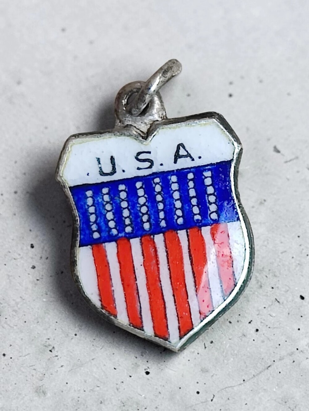 Vintage 800 Silver Reu Enameled USA Charm